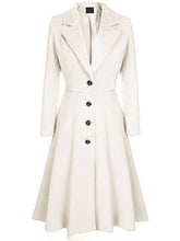 Aurohaya Elegant Wool Trapeze Coat with Button Front Lapel Collar for Women Casual Stylish Winter Jacket